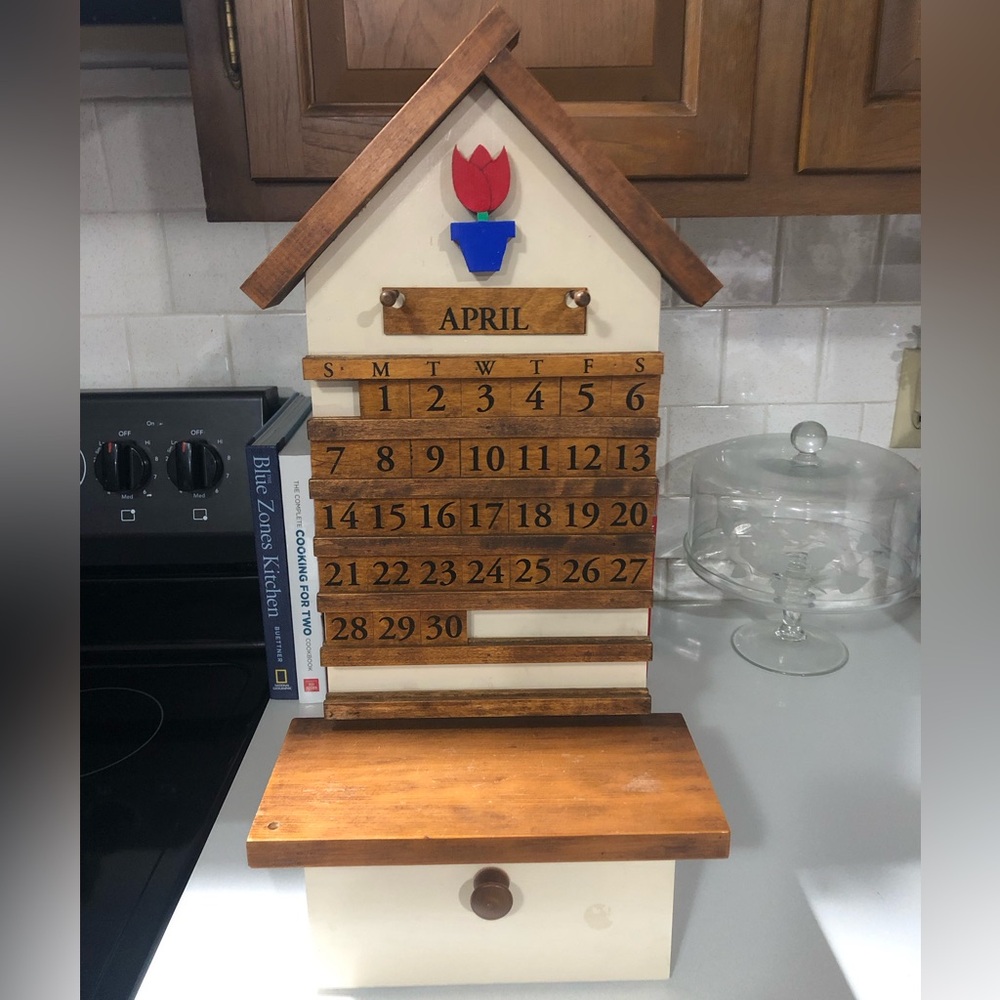 Vintage Wooden Perpetual House Calendar